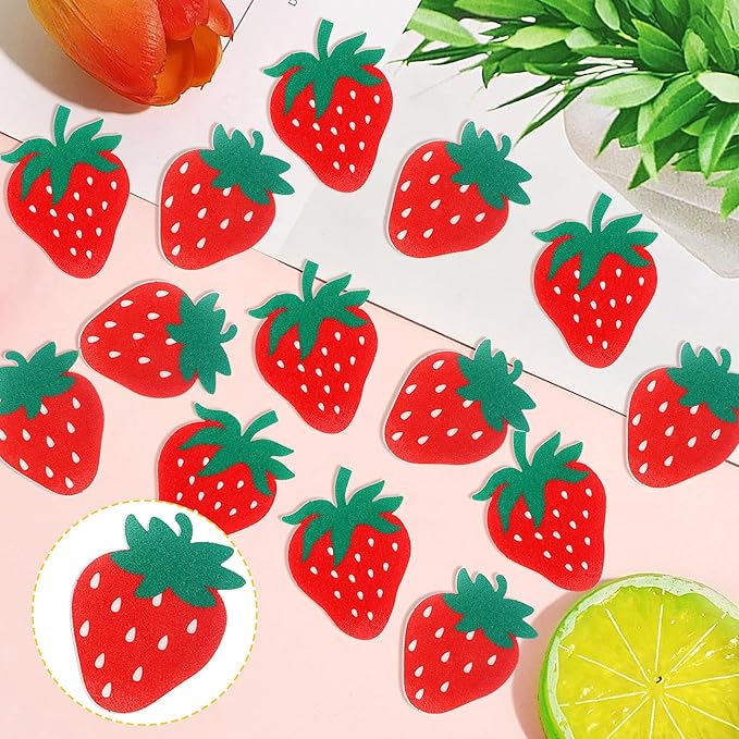 60 PCS Edible Strawberry Cupcake Toppers Wafer Paper Sweet Berry Cupcake Picks Edible Strawberry Cupcake Decorations for Baby Shower Wedding Birthday Party Cake Food Decorations Supplies