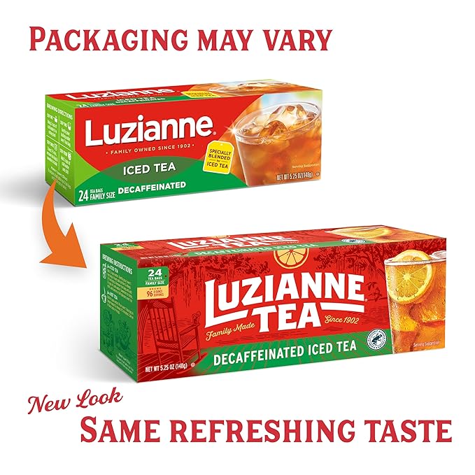Luzianne Decaffeinated Iced Tea Bags, Family Size, 24ct Box (Pack of 6)