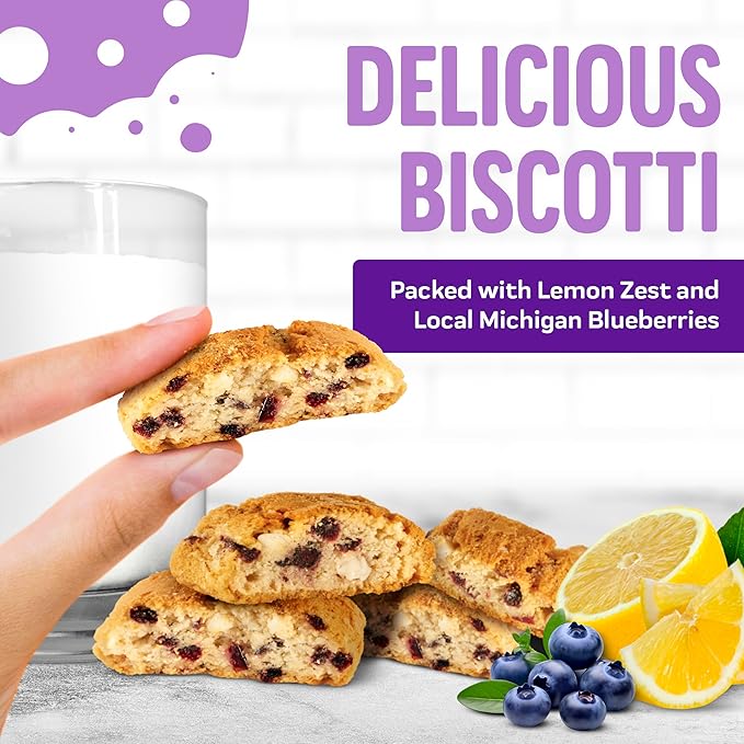 Cooper Street Italian Biscotti Cookies - Twice Baked Biscotti Style Cookie Biscuits in Delicious Blueberry Lemon Flavor | Crispy, Light and Healthy Cookies | Peanut & Dairy Free | 1.25 oz - 24 Pack