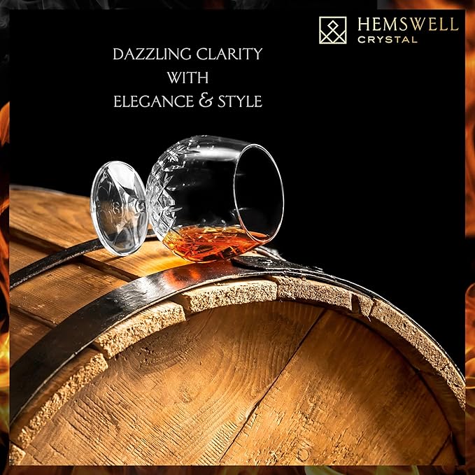 Single Brandy Snifter Cognac Glass - Small Snifter Glasses for Scotch, Brandy or Whisky - Elegant and Exquisite Cognac Balloon Glass - European Crystal 8.5oz - Wicklow Design