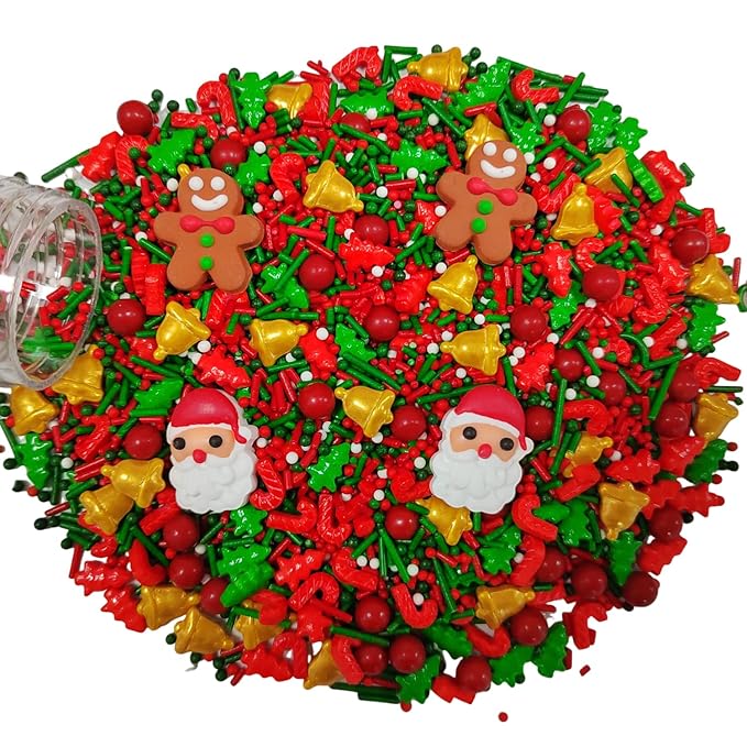 Christmas Santa Claus Sprinkles for Cake Decorating Gingerbread Man Sprinkles Red Green Sugar Sprinkle for Cake Decorations Cupcake Toppers Baking Cookie Decorating Ice Cream Celebrations