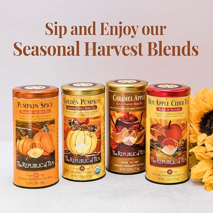 The Republic of Tea Pumpkin Spice Seasonal Black Tea, 250 Tea Bag Bulk