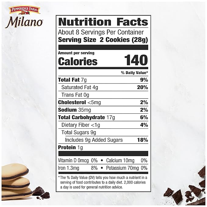 Pepperidge Farm Milano Double Dark Chocolate Cookies, 7.5 OZ Bag (15 Cookies)