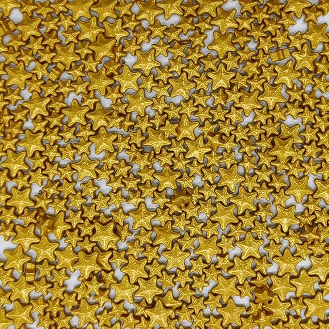 Mixed Size Gold Stars Sprinkles Edible Stars Cake Decorating Stars Cake Decorations Cupcake Toppers Cookie Decorating Perfect for Cakes,Cupcakes,Desserts Toppings 3OZ