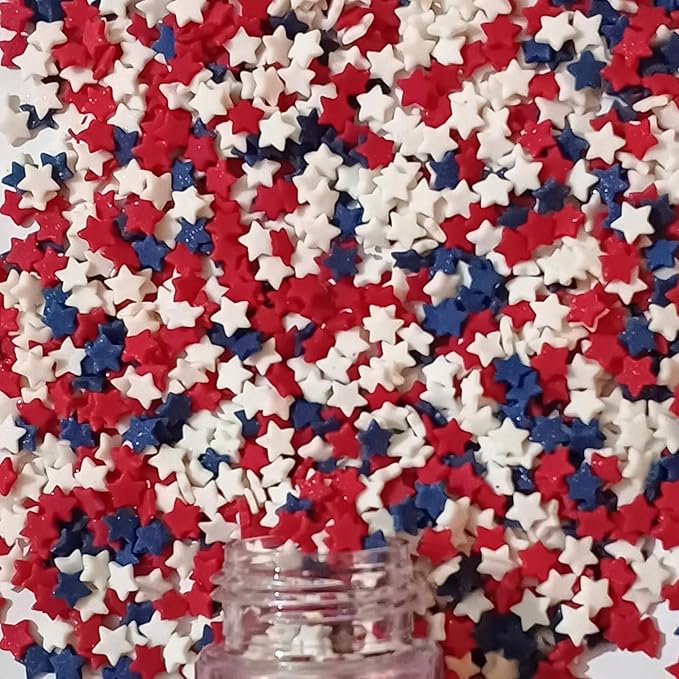 Confect Cake Mate Edible Star Sprinkles ??Red, White & Navy Blue | Vegan Cake Decorating and Baking Toppings for Cupcakes, Cookies & Ice Cream | Vegan, Gluten-Free, Soy-Free, Dairy-Free, Palm Oil-Free- 4.2 Oz
