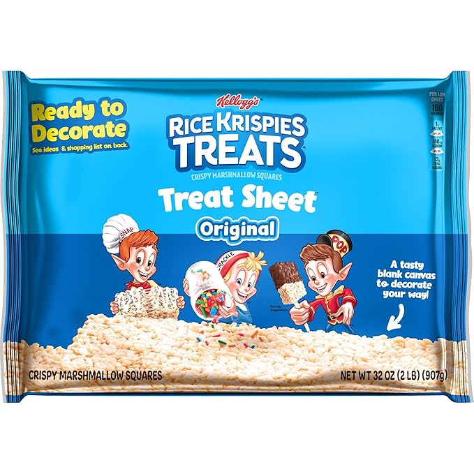 Rice Krispies Treats Marshmallow Treat Sheet, Kids Snacks, Baking Project, Original, 32oz Bag (1 Sheet)
