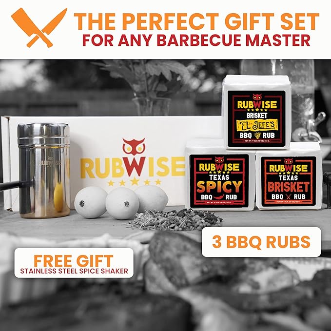 RubWise BBQ Brisket Rub Seasoning Gift Set (3 x 1 lb bags) - Barbecue Spices and Seasonings Variety Pack | Dry Spice for Any Meat & Smoker | Grilling Gifts for Men, Dad, Him, Her | Shaker Included