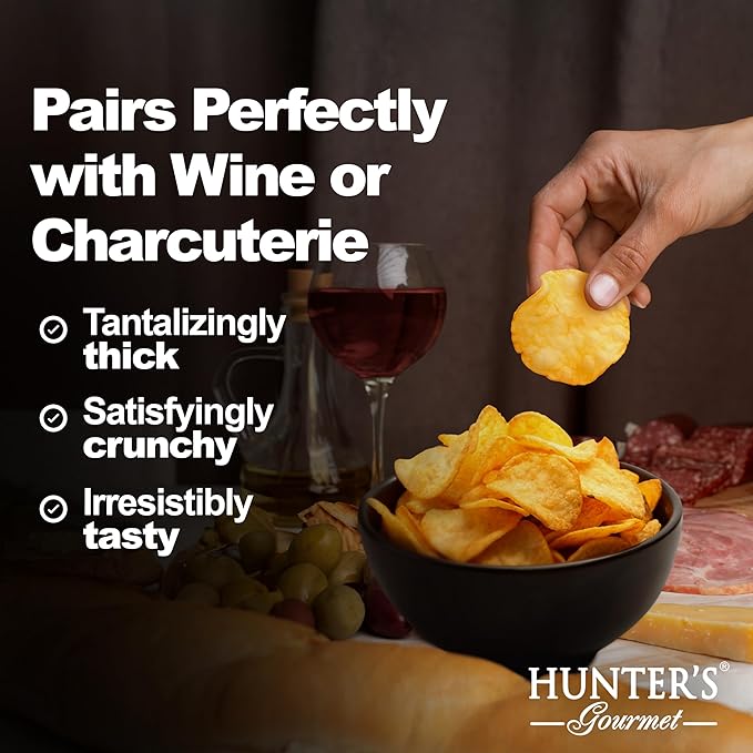 Hunter's Gourmet Chips | Healthy & Cholesterol Free | Halal | Made in a Nut-Free Facility | MSG & Preservative Free | White Truffle & Cheese | Gourmet Cheese Crisps | Pack of 4 | 40g