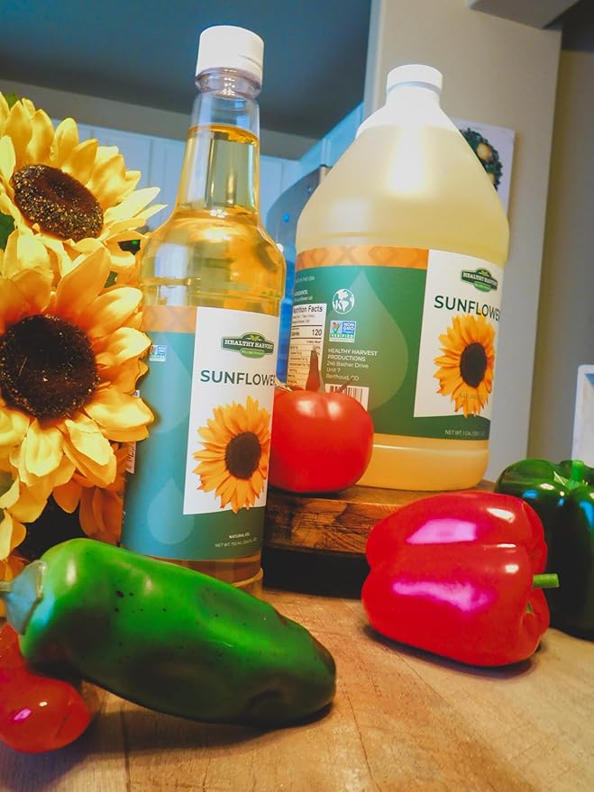 Healthy Harvest Non-GMO Sunflower Oil - Healthy Cooking Oil for Cooking, Baking, Frying & More - Naturally Processed to Retain Natural Antioxidants (One Gallon)