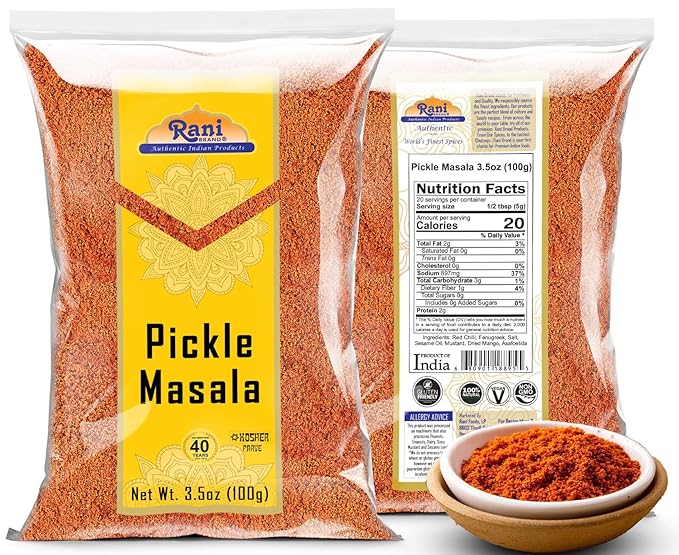 Rani Pickle (Achar) Masala Indian Spice Blend 3.5oz (100g) ~ All Natural | Vegan | Gluten Friendly | NON-GMO | No colors | Indian Origin