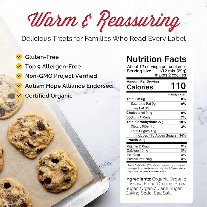Otto's Naturals Grain-Free Ultimate Cookie Mix, 12.2 Oz., Top 9 Allergen-Free, Organic Cassava Flour, Gluten Free, Non-GMO, Vegan, Plant-Based