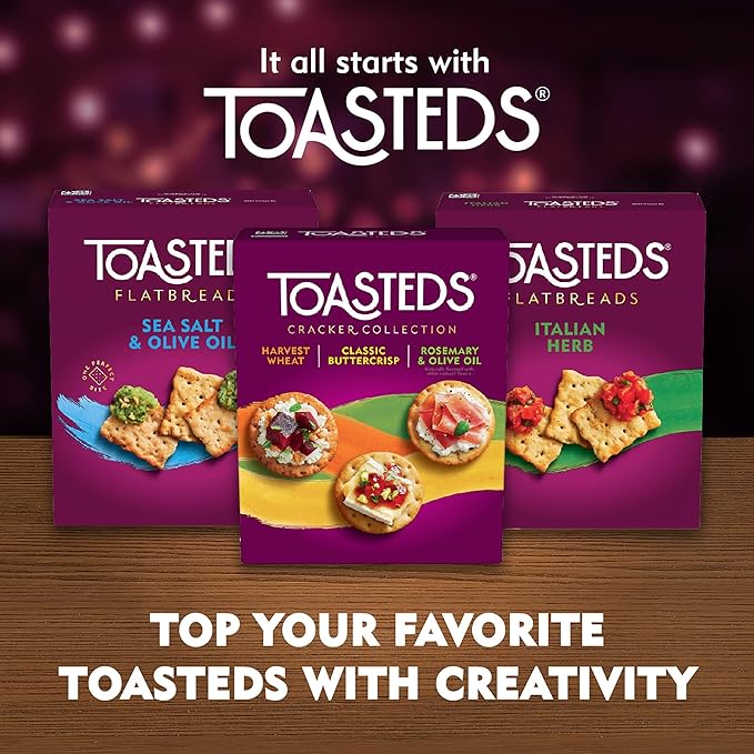 Toasteds Crackers, Cracker Collection, Lunch Snacks, Variety Pack, 12oz Box (1 Box)
