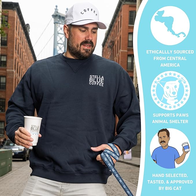 Stella Blue Whole Bean Coffee, Positive Vibes Blend, Light Roast, Vanilla and Fruity Notes, 100% Arabica, Ethically Sourced from Central and South America, 12 oz bag