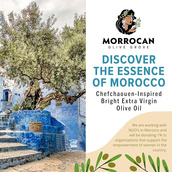 MOROCCAN OLIVE GROVE - Bright & Fruity - Premium Desert Extra Virgin Cold Extracted Olive Oil, 100% Single Origin from Morocco, Polyphenols Rich - 16.9 Fl oz (500ml) (50 Pack Travel Size - 20ml)