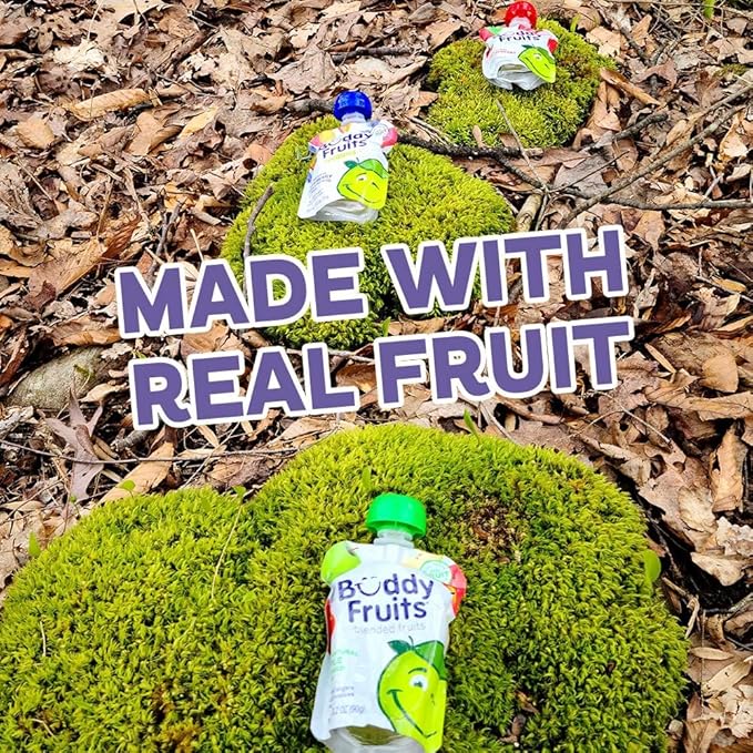 Buddy Fruits & Veggies Snacks To Go Pear Spinach Unsweetened Applesauce 3.2oz Pouch (18pk) Gluten-Nut-Dairy-Preservatives-BPA Free, Non GMO, Kosher