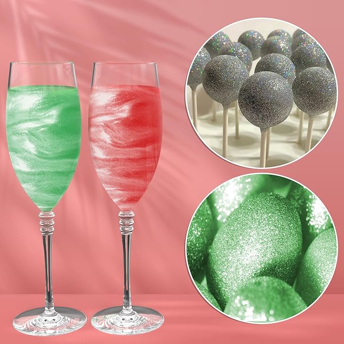 Edible Glitter Spray - 4 Color Edible Glitter for Cocktails, Food Grade Luster Dust Edible, Cake Decorating Shimmering Glitter, Metallic Powder Glitter for Drink, Baking, Chocolate, Icing - 5g Each