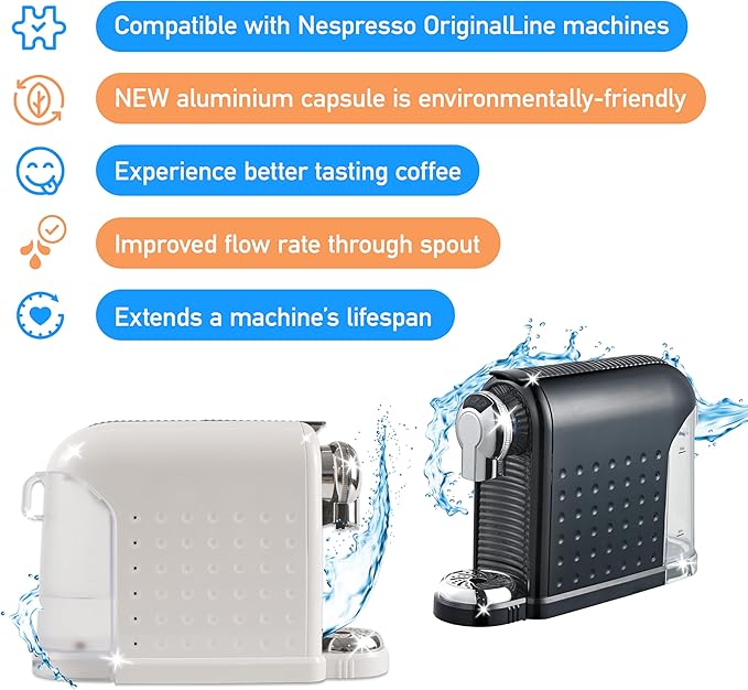 Caff챕luxe Coffee Machine Descaler Capsules ??Nespresso Compatible Coffee Maker Cleaner Pods ??Aluminum Cleaning Pods for One-Cycle Cleaning with No Residue or Aftertaste (5 Pack)