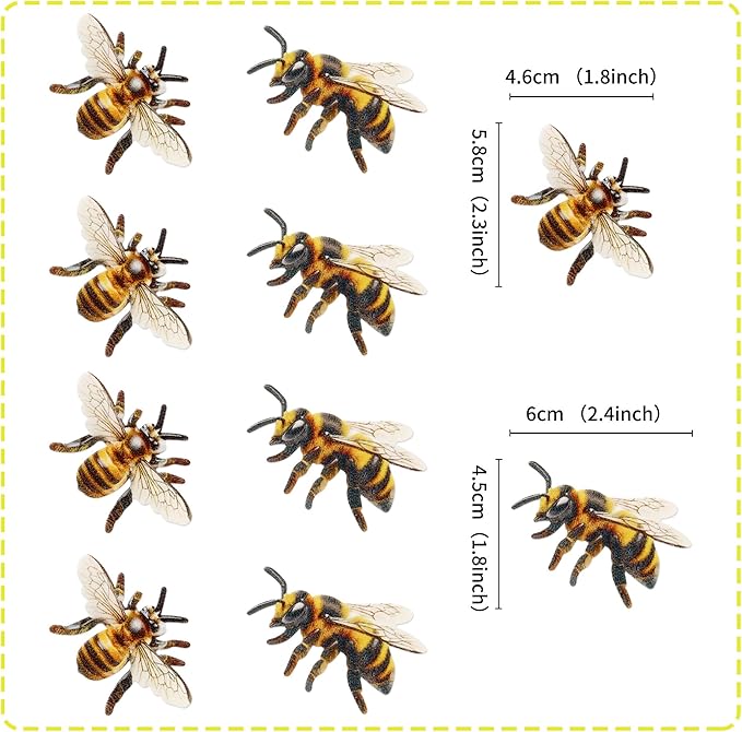 40 PCS Edible Bumble bee Cupcake Toppers Wafer Paper Bumble Bee Party Drink Topper Decorations for Kids Girls Birthday Baby Shower Honey Bee Themed Party Supplies