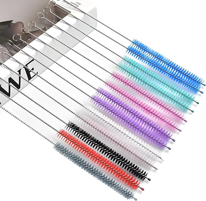 Milk Foamer Hose Brush, Long Thin Nylon Tube Cleaning Brushes Ideal for Espresso & Coffee Machine Attachments,Stainless Steel Straw Cleaning Brushes Test Tube 11.8 Inch Long and Flexible Handle