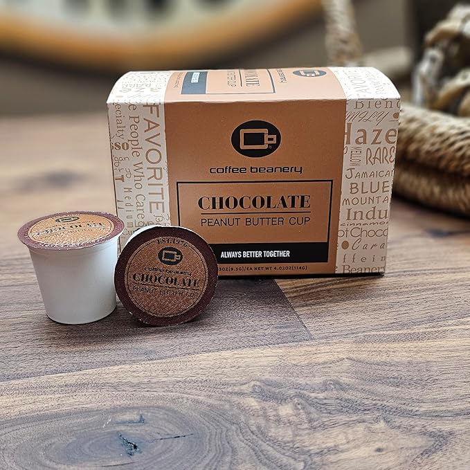 Chocolate Peanut Butter Cup Coffee Pods by Coffee Beanery | 12ct Flavored Coffee Pods Medium Roast Coffee Pods| 100% Specialty Arabica Coffee| Gourmet Coffee Pods