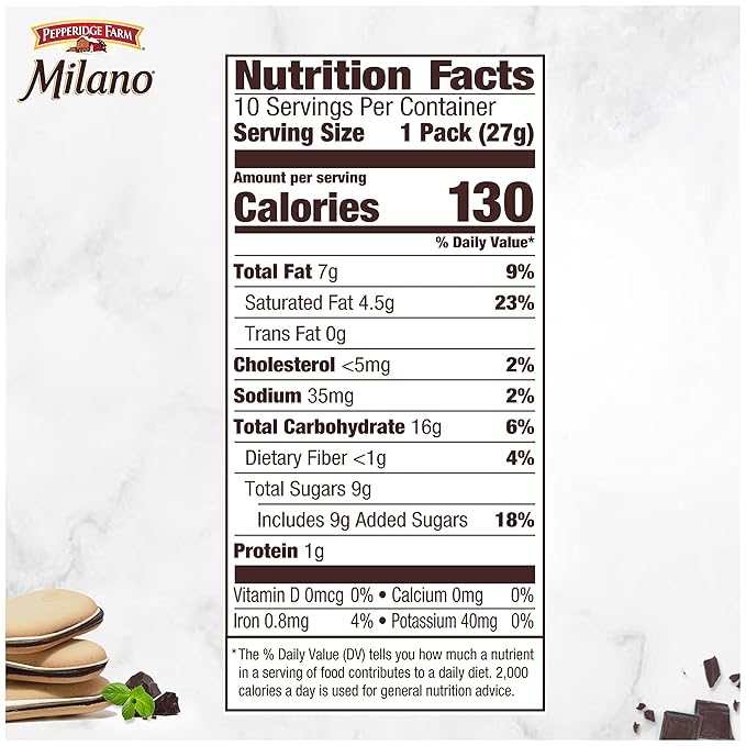 Pepperidge Farm Milano Cookies, Mint, 10 Packs, 2 Cookies per Pack