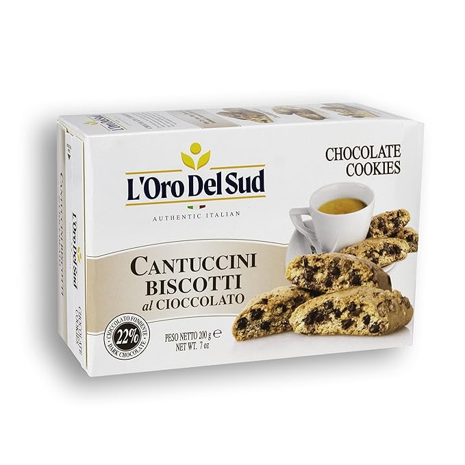 L'Oro Del Sud Chocolate Biscotti, Cantuccini d'Abruzzo, Italian Cookies Madewith Real Quality Ingredients, 200 Gm (7 oz)