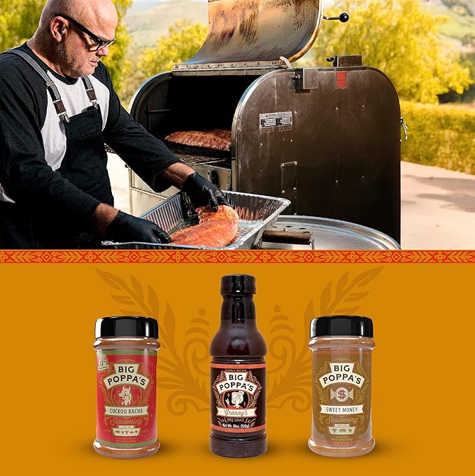 Big Poppa’s Spice & Sauce Celebration BBQ seasoning set – Sweet & Spicy Chili Seasoning Rub, Kansas City BBQ Sauce & Outstanding Honey Garlic Seasoning – 3-Pack Flavor Bundle for Ribs, Chicken & Pork