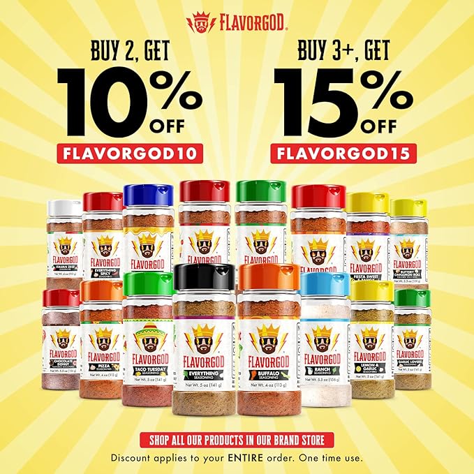 Flavor God Cheese Flavored Seasoning Mix, 2 Bottles, Premium All-Natural Spice Blend for Chicken, Seafood, Vegetables, Eggs, Ravioli, Tacos, & Pasta - Kosher, Dairy-Free, Gluten-Free, Keto Friendly