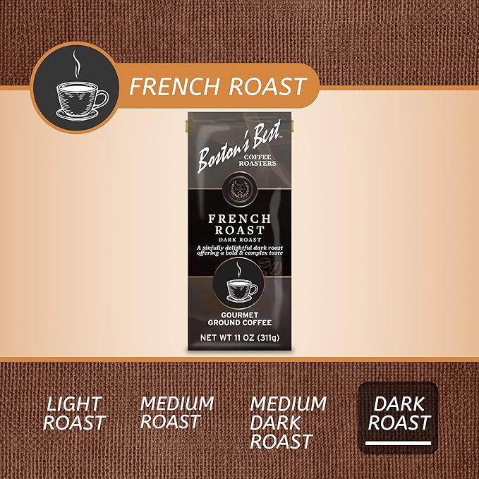 Boston???Best Coffee - Rich & Bold French Roast Gourmet Coffee, Delicious Dark Roast Premium Ground Coffee, 11 oz. / 311 g Bag
