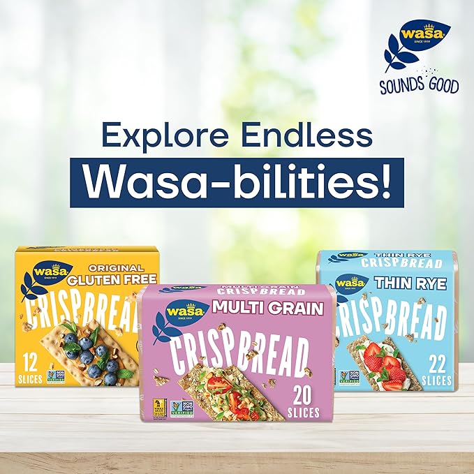 Wasa Crisp’n Light 7 Grains Crispbread, 4.9 oz (Pack of 10), Crackers, Non-GMO Ingredients, 7 Grain Blend, 20 Calories per Slice