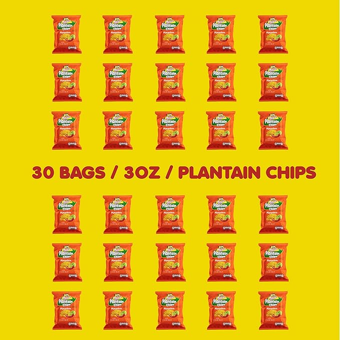 Mayté Plantain Chips – Chili Lemon, 30 Individual Packs (3oz Each) – Non-GMO, Gluten-Free, Kosher, Healthy Snacks – No Preservatives or Artificial Colors
