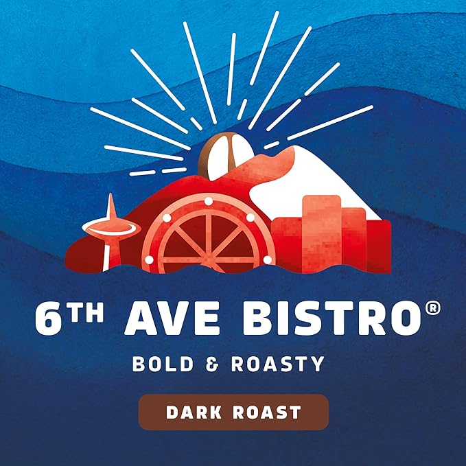 Seattle???Best Coffee, Dark Roast Ground Coffee, 6th Ave Bistro, 100% Arabica, 6 Bags (12 oz Each)