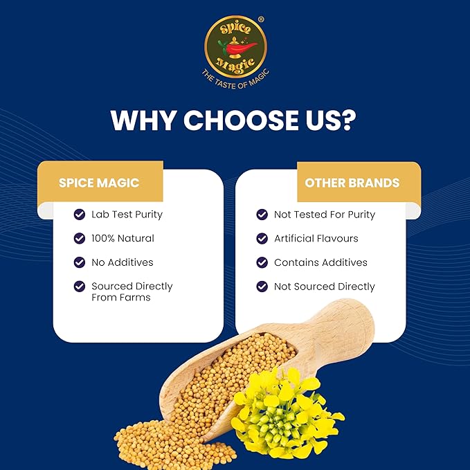 Spice Magic Yellow Mustard Seeds ??Whole | Bold, Earthy Flavor for Pickles, Curries & Spice Blends ??7 oz Resealable Pouch (7 OZ, Yellow Mustard Seeds)