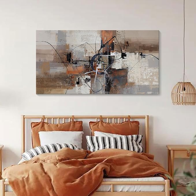 YDYSUNE Abstract Canvas Wall Art, Modern Wall Decor Painting, Brown Room Decorations, Orange Wall Art for Living Room, Bedroom, Office Artwork Wall Decor 24횞48IN