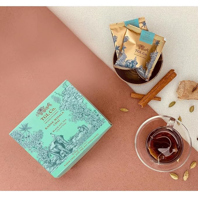 TGL Co. Kadak Masala Chai ??Spiced Black Tea Bags | Bold Indian Chai with Real Spices ??16 Teabags, 2.25 oz | Strong & Aromatic | Gift-Ready Box