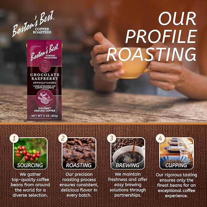 Boston???Best Gourmet Ground Coffee ??Chocolate Raspberry Flavored Coffee ??Medium Roast ??11 oz