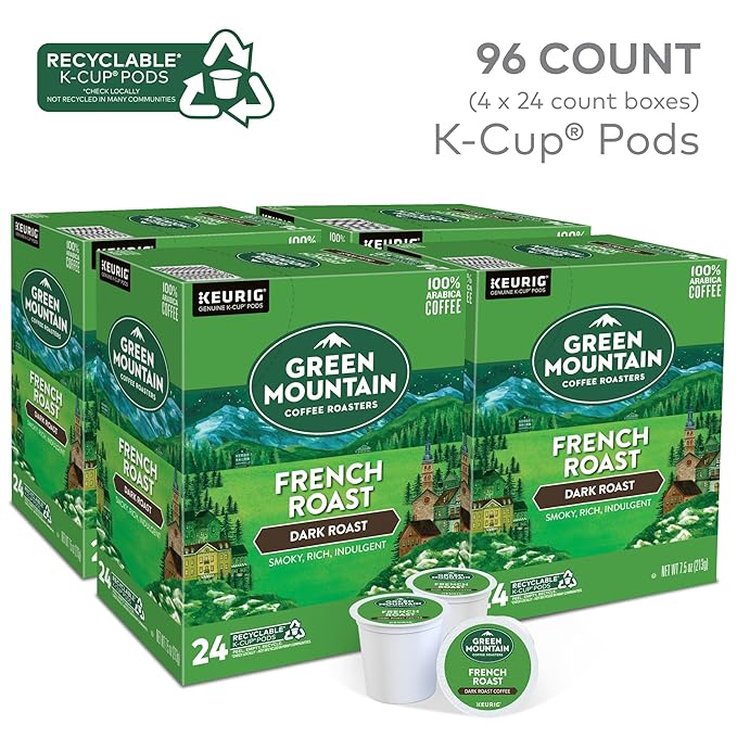 Green Mountain Coffee Roasters French Roast Keurig K-Cup Pods, Dark Roast Coffee, 96 Count