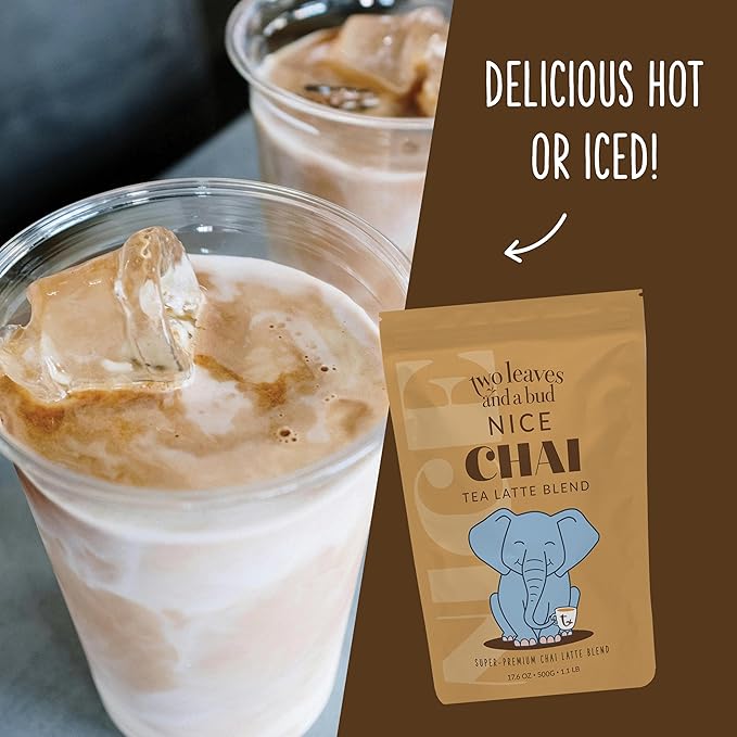 Two Leaves and a Bud Chai Tea Latte Mix, Chai Powdered Tea Mix, Serve Hot or Cold | 1 Resealable Bag, 1.1 lbs