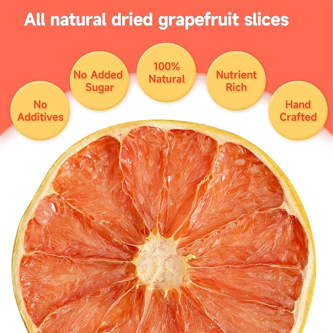 Dried Grapefruit Slices, 3oz/85g,Dehydrated fruit for Cocktails garnish, 100% Natural Fruit No Additives No Sugar Added,For Crafts, Cake Decoration,Garland, Baking