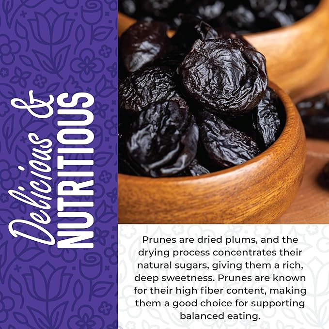 Prunes Pitted Unsweetened 2LBS, Dried Prunes for Constipation, Dried Plums Pitted Prunes, Naturally Sweet and Unsulphured, Dried Plums No Sugar Added, Dried Prunes Pitted Unsweetened 32oz