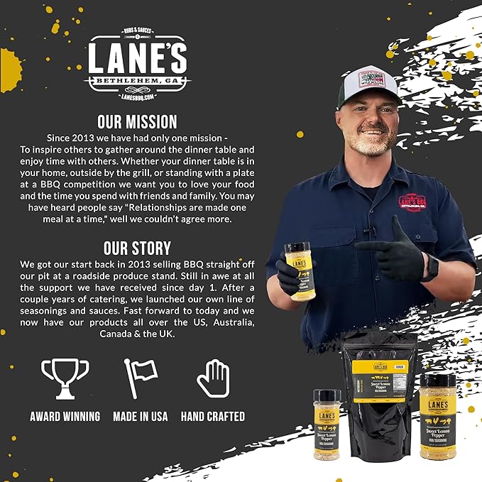 Lane's Sweet Lemon Pepper Seasoning, All-Natural Lemon Seasoning Blend with Citrus, Lemon Pepper Powder, and Honey, Made in USA, 2 Lbs