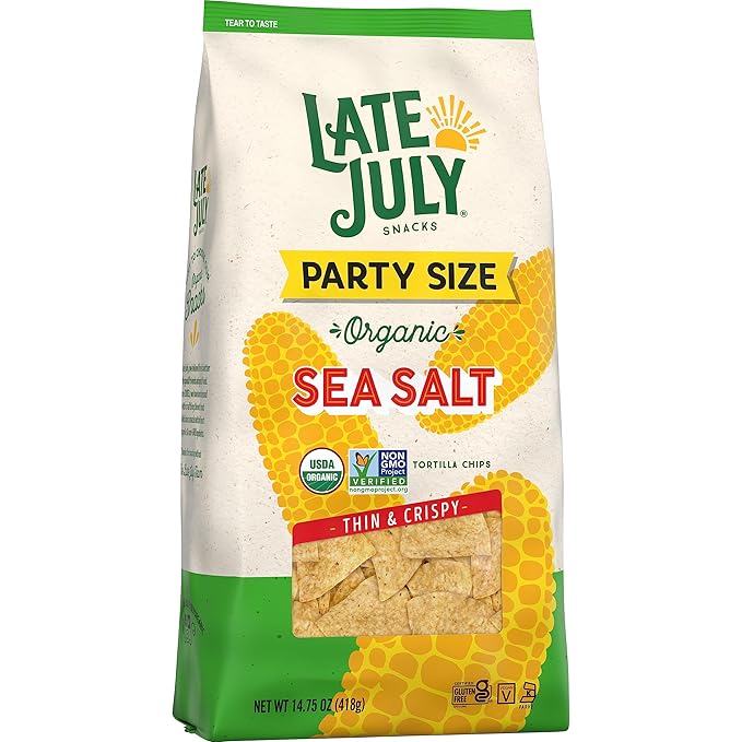 Late July Snacks Thin And Crispy Organic Tortilla Chips Sea Salt, 14.75 Oz (Pack of 2)