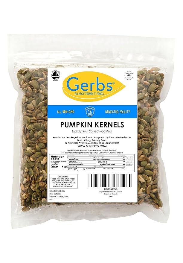 Lightly Sea Salted Pumpkin Seed Kernels by Gerbs - 4 LBS - Top 11 Food Allergen Free & Non GMO - Premium Dry Roasted Shelled Pepitas – COG Mexico