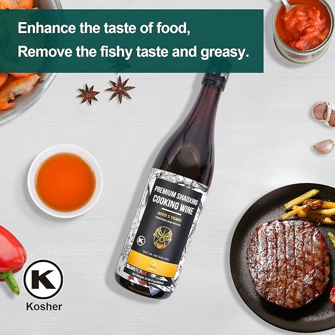 Soeos Cooking Wine,Shaoxing Rice Wine,Chinese Cooking Wine,Rice Cooking Wine,Shaoxing Wine Chinese Cooking Wine,Shao Hsing Rice Wine,21.64 fl oz (640 ml),1 Packs,Premium 5 Year Aged Cooking Wine