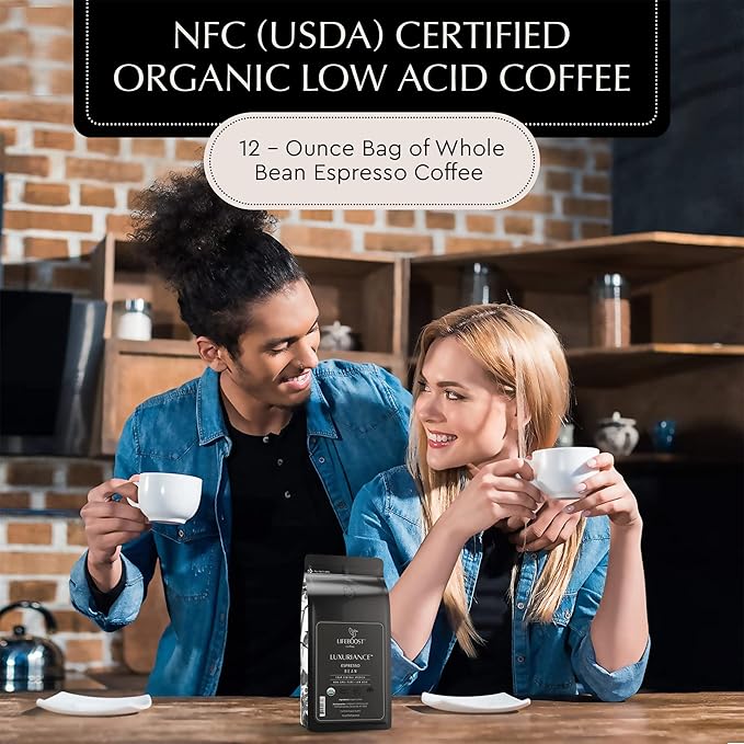 Lifeboost Organic Espresso Beans Whole ??USDA Organic, Low Acid, Mold-Free Dark Roast Coffee ??Whole Bean, Single Origin, High Caffeine Arabica ??12 oz Bag