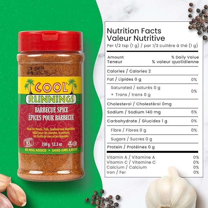 Cool Runnings Barbecue Spice 350g - Smoky and Flavorful Blend for Grilling, Roasting, and Seasoning Meats, Vegetables, and Seafood, Ideal for BBQ Dishes