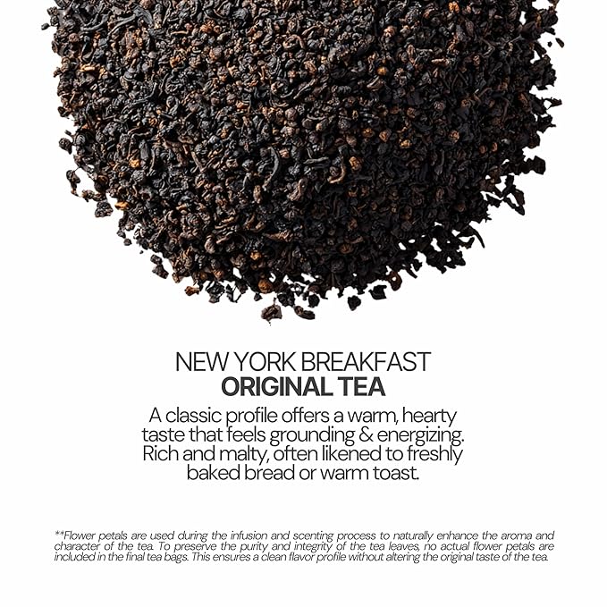 BLOSSOM RITUAL Newyork Breakfast – Strong & Smooth Black Tea with Caffeine – 20 Natural Based Pyramid Bags – Serve Upto 60 cups – Energizing Morning Tea Blend for Focus & Clarity – Resealable Zip Pouch| 2.65oz