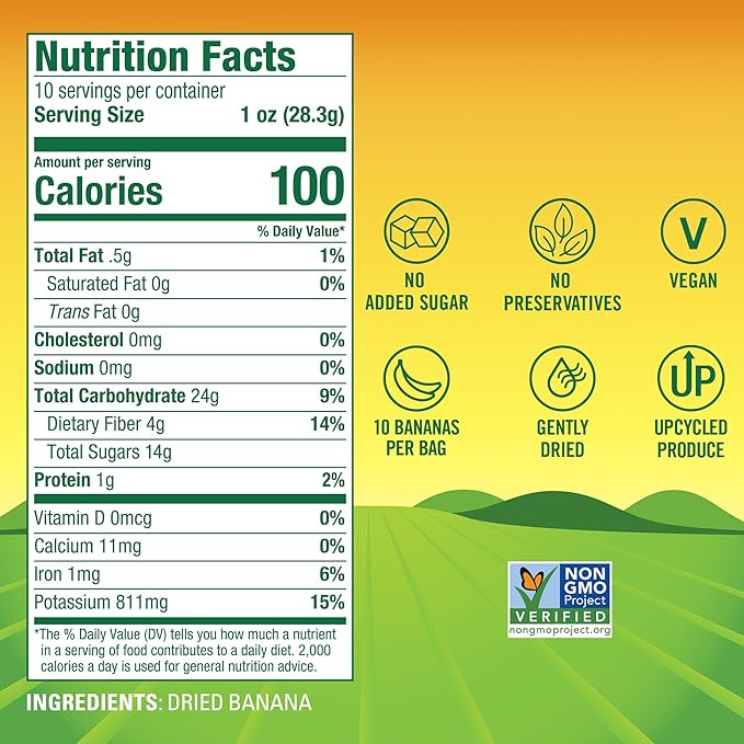 BranchOut Chewy Banana Slices, No Sugar Added, GentleDry Locks in Nutrition, Better than Freeze Dried Banana Chips, Healthy Vegan Fruit Snacks for Kids & Adults, 10 oz Party Bag