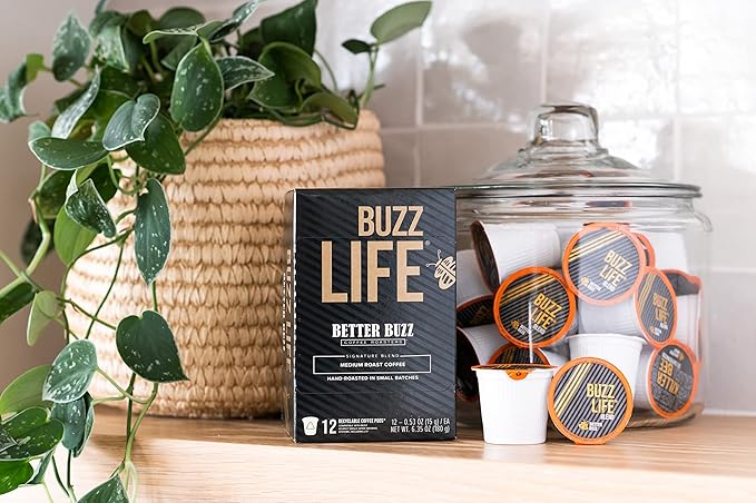 Better Buzz Life Blend (Buzz Life) Single Serve Coffee Pods Medium Roast, 12 Count (Pack of 1), Small Batch Roasted Arabica Coffee Beans, K-Cup Compatible