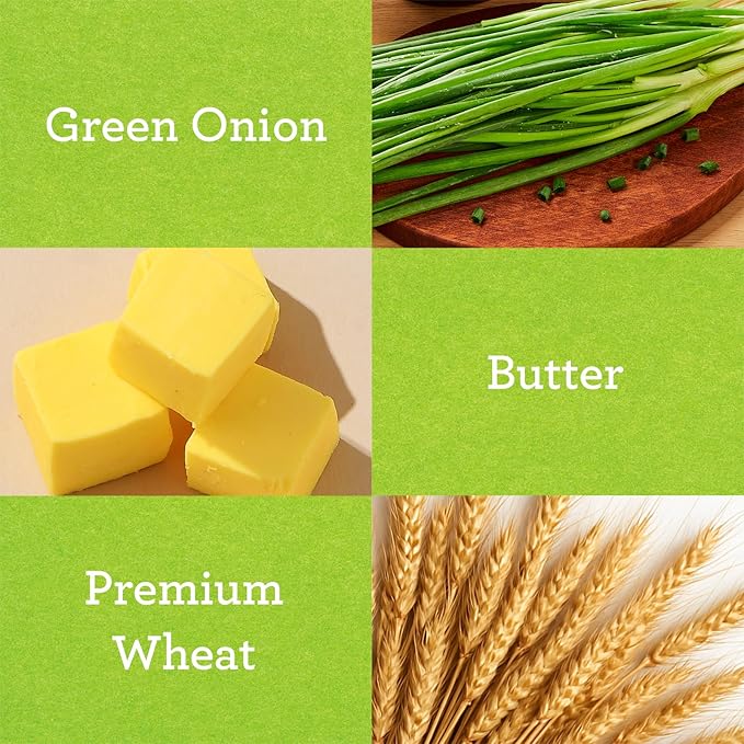 Vloong Green Onion Flavor Thin Crackers, Individual Packs with Versatile Flavors, Healthy Snacks, Thin & Crispy (1 Pack, 6.3 Ounce)